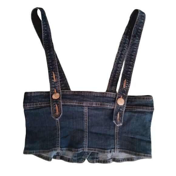 Sapphire Red Denim Halter Top Size XL 4 Button Closure - Picture 2 of 8